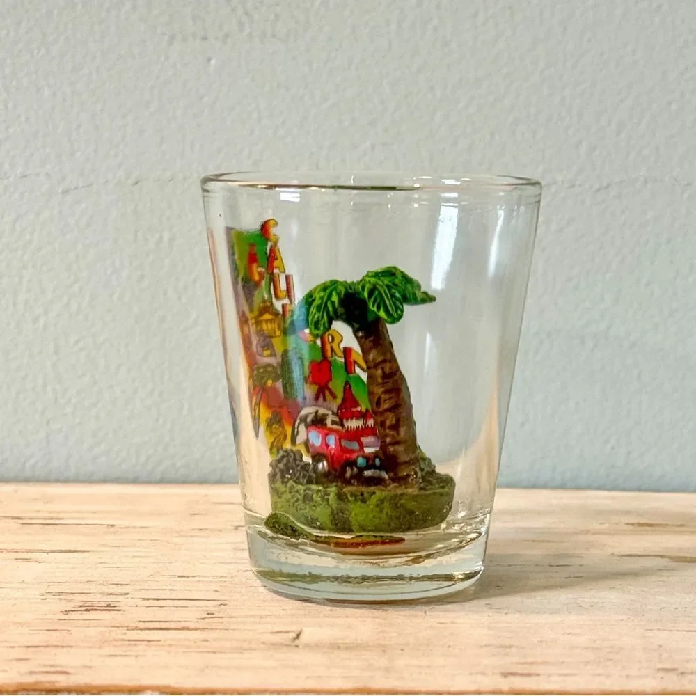California Shot Glass Palm Tree Map | Souvenir Collectible Barware Novelty